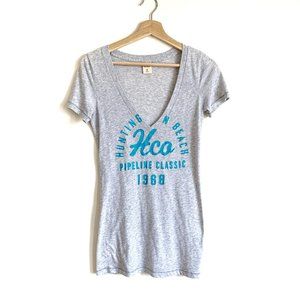 Hollister | Grey Short Sleeve Fitted Long T-Shirt